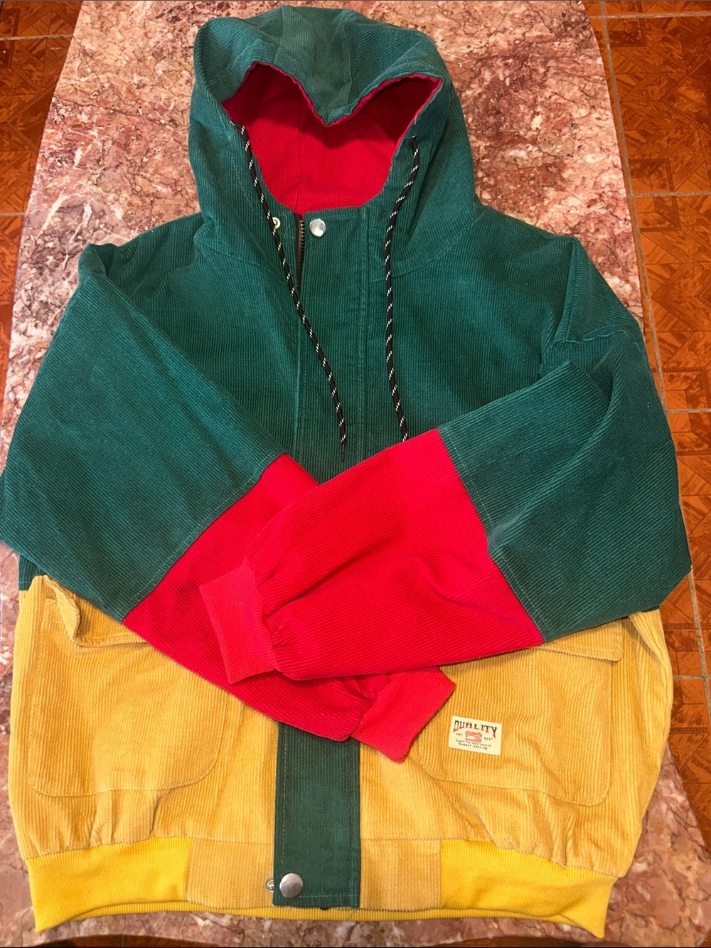 Zaful Womens  colorblock corduroy zip jacket